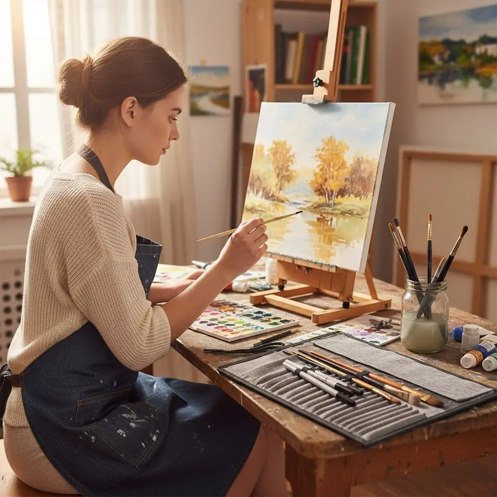 กระเป๋าใส่แปรงวาดภาพอเนกประสงค์แบบม้วน 24 ช่อง สีเทา กันน้ำ สำหรับใส่ปากกาและดินสอสำหรับนักเรียน