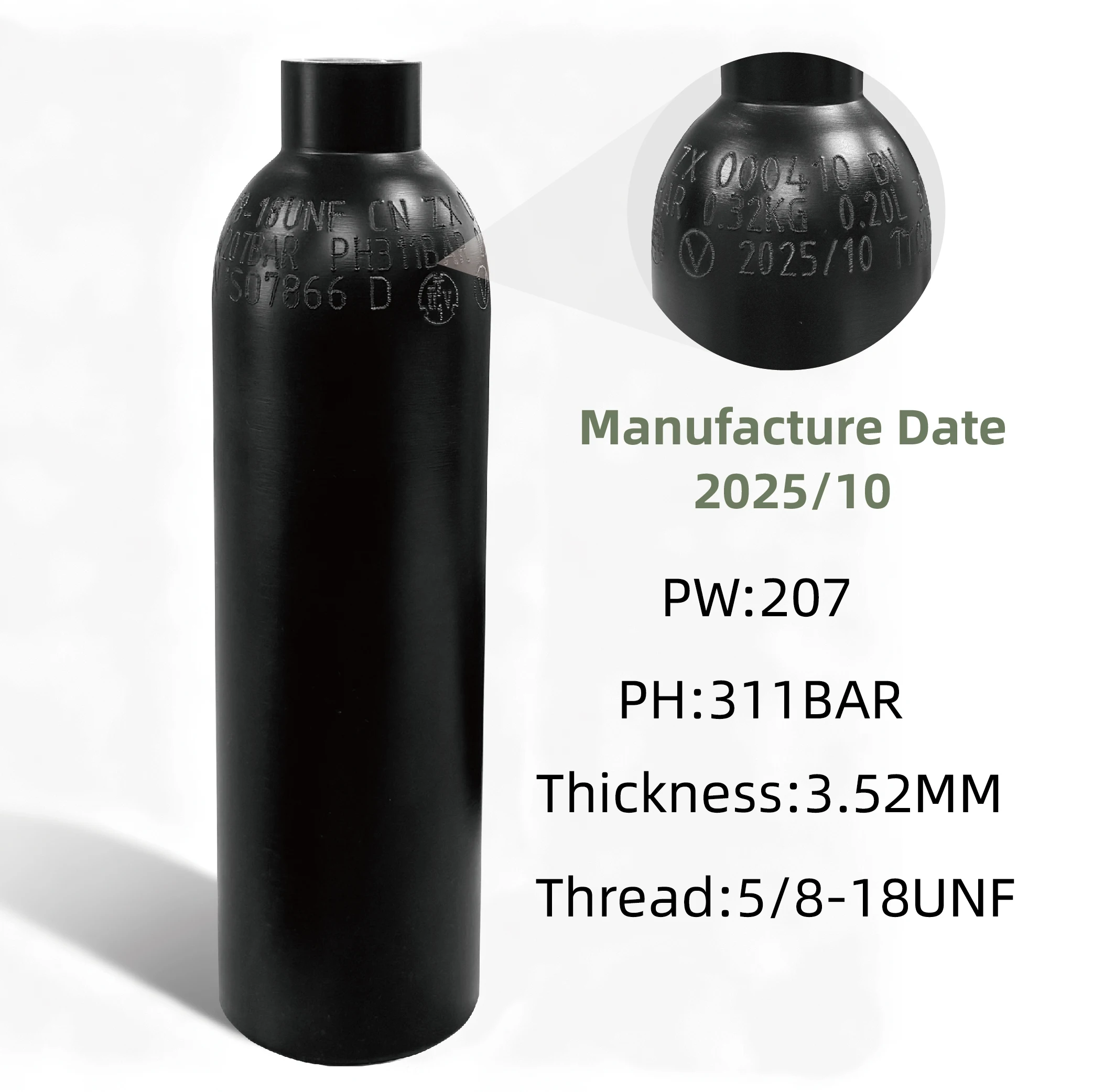 13ci/0.20L High Pressure hpa tank Soda Drink Gas Filling aluminum