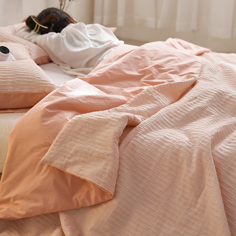 

A-Class Pure Cotton Summer Quilt,3Pcs Set with Pillowcases or 1Pc Thin Quilt ,cool Blanket for Single Double Bed