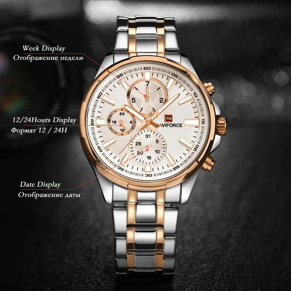 

Quartz Watches For Men Luxury Classic Casual Business Waterproof Clock Date Week Display Stainless Steel Mens Watch Reloj Hombre