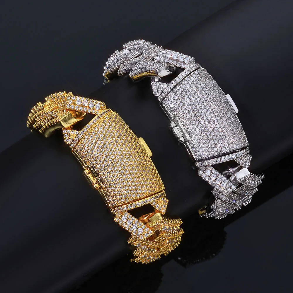 

New Cuban Bracelet Hip Hop Advanced Diamond Sparkling Jewelry for Men Thick Solid Brass Solid Birthday Gift