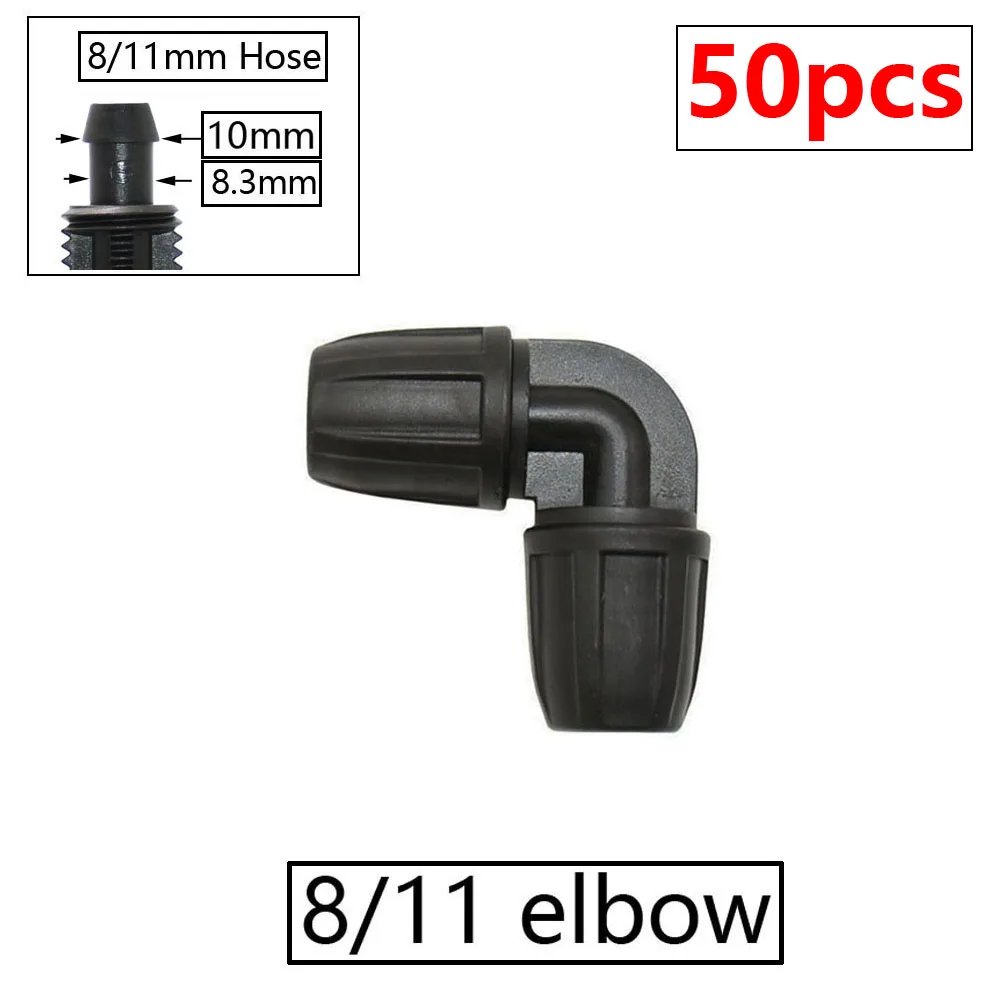 8/11 Hose Barb Connector 3/8 4/7mm Lock Tee Splitter Elbow Straight End Plugs Reducer Fitting For Garden Irrigation