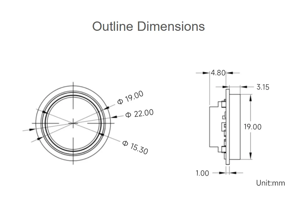 Capteur d'empreintes digitales capacitif tout-en-un de forme ronde (G), indicateur LED intégré, 192×192, algorithme d'empreintes digitales commercial