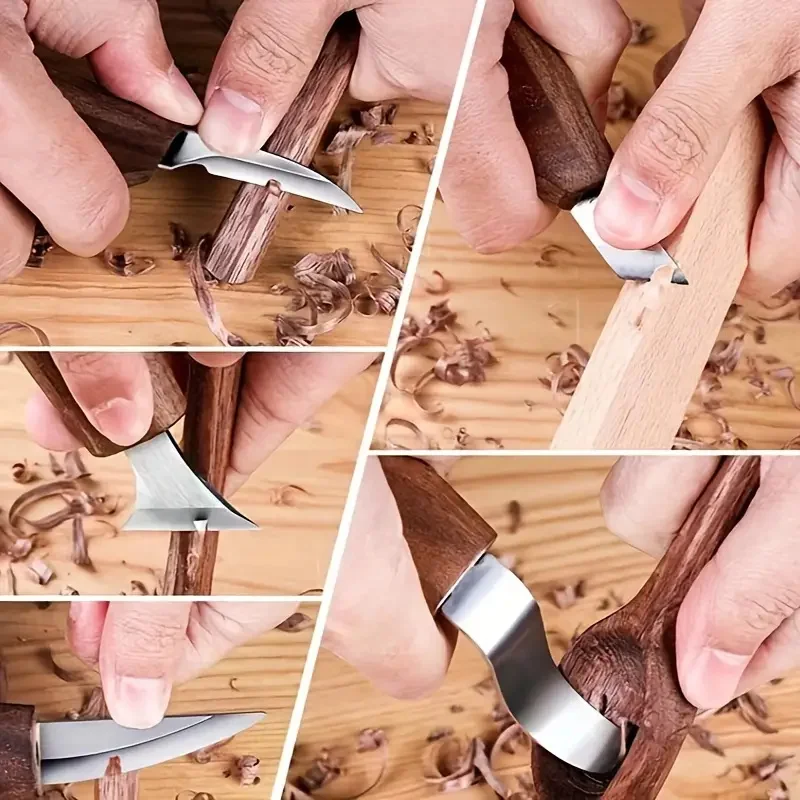 8pcs/set Walnut Wood Carving Knife Wood Cutting Knife Wood Scraping Knife Woodworking Carving Set Carving Tools Artist Supplies