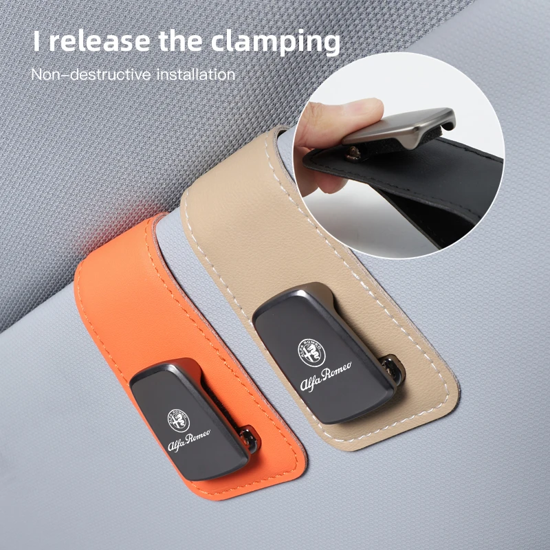 Car Sunshade Eyeglass Clip Card Storage Brace Accessories For Alfa Romeo 156 159 147 4C 8C 166 Giulia Giulietta Mito Stelvio