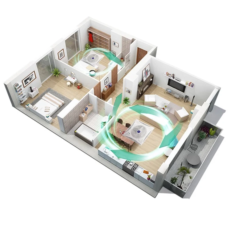 Ceiling circulation fan Roof embedded ceiling fan Gypsum board integrated ceiling fan remote control mute