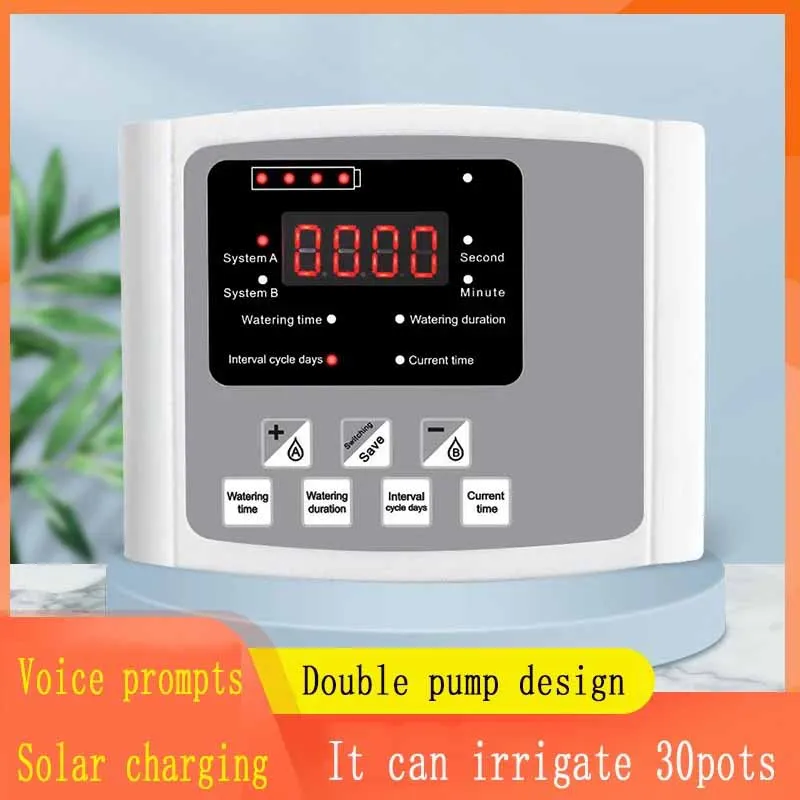 Garten-Tropfbewässerungsgerät, Doppelpumpen-Controller, Timer-System, solarenergie, intelligentes automatisches Bewässerungsgerät für Pflanzen – Detail 4