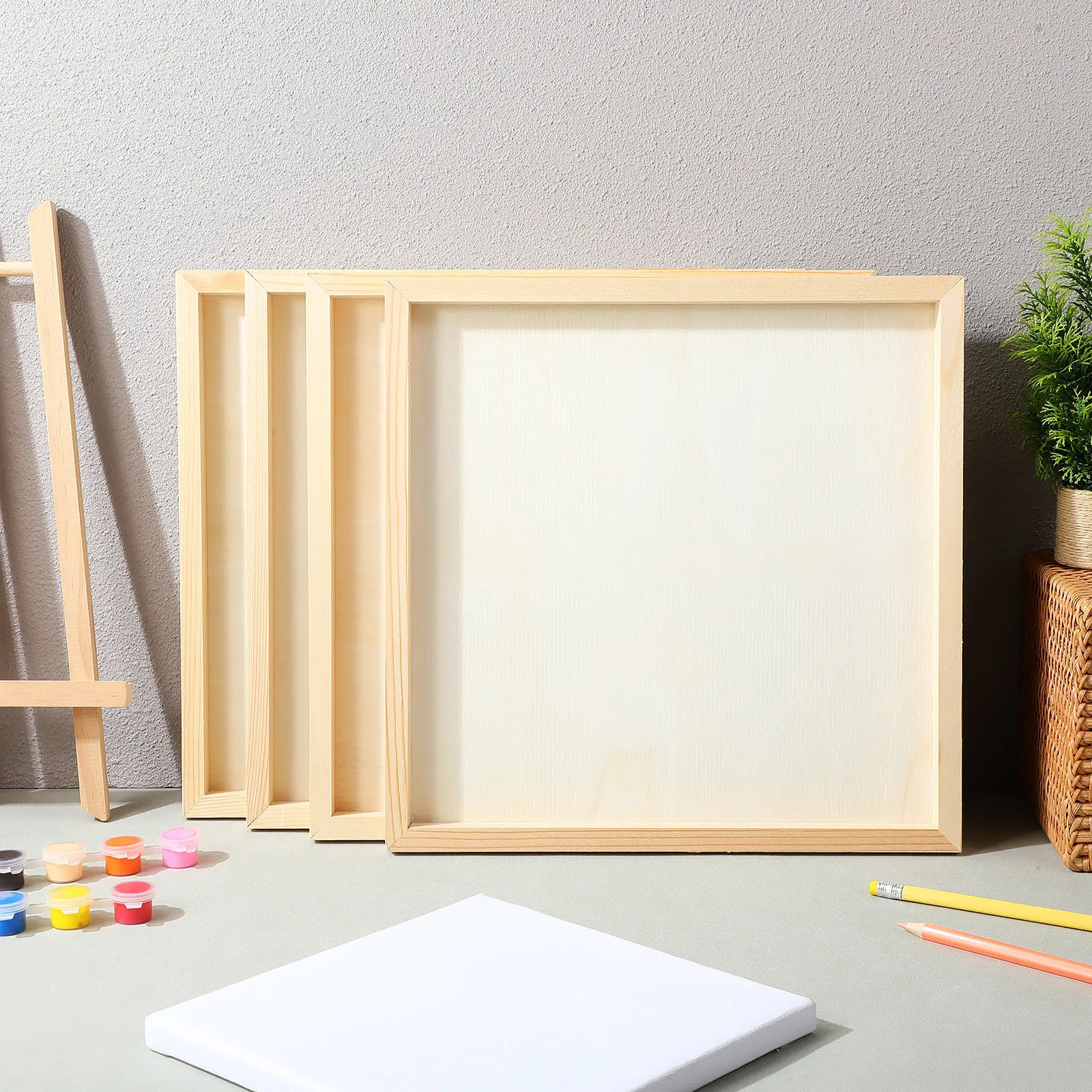 4Pcs Handmade Wooden Picture Frames Natural Finish DIY Craft Wood Panels Tabletop Desk Display Unfinished Photo Frame Kit