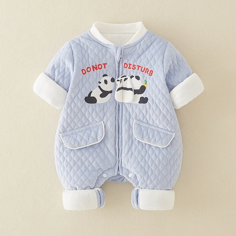 Newborn A-class Autumn and Winter Jumpsuit Cute Panda Baby Clothes Cold Resistant and Warm Clothes Rompers