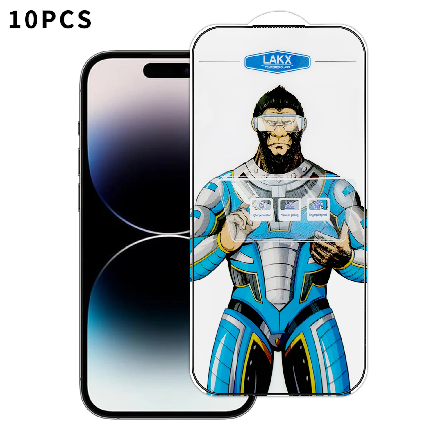 

For iPhone 14 Pro Max 10Pcs High Definition Tempered Glass Anti-fingerprint Anti-static Electroplating Full Screen Protector - T