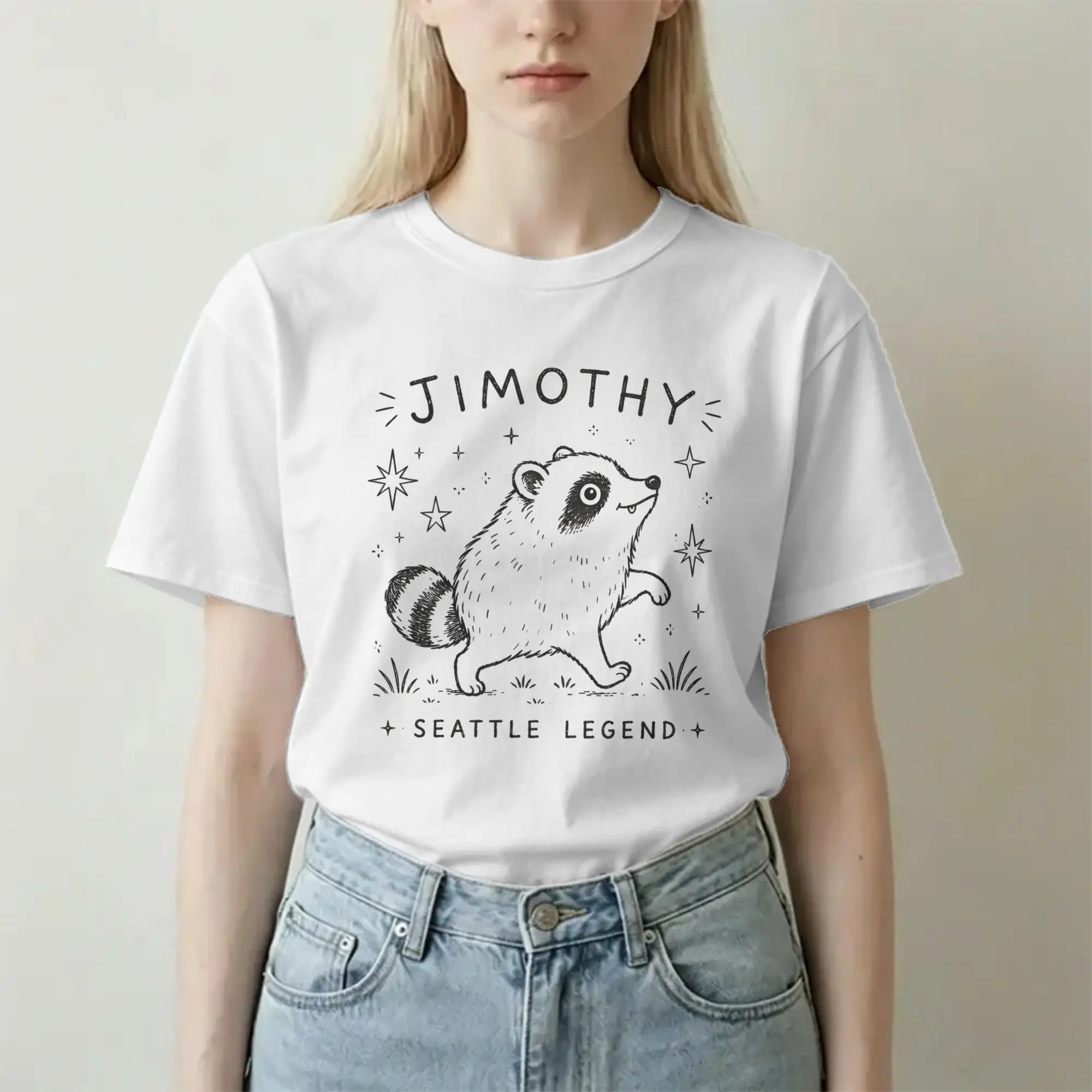 Camiseta Protect Jimothy Raccoon para homens e mulheres, camisetas vintage de algodão puro, gola redonda, manga curta, roupas plus size