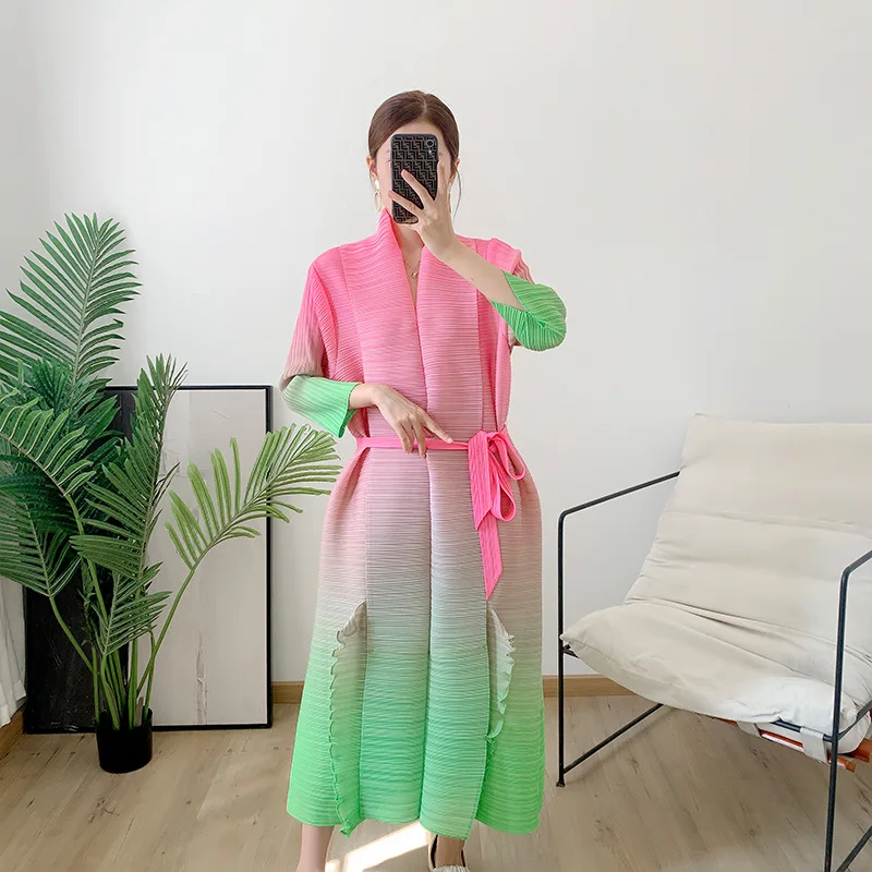 

Miyake Pleated Print Gradient Color Dress 2024 Latest Simple Plus Size Women Dress