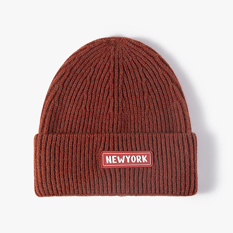 

unisex autumn winter hats for women men fashion label knit beanies solid color skullies bonnets