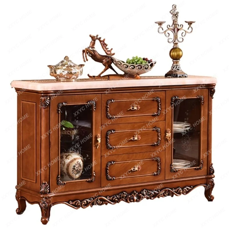

solid wood carving flower locker living room tea cabinet, marble dining room cabinet