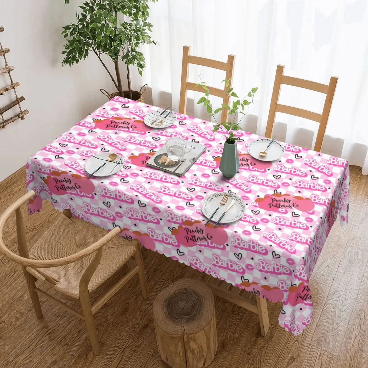 

Customized Barbie Seamless Tablecloth Rectangular Oilproof Table Cloth Cover for Kitchen