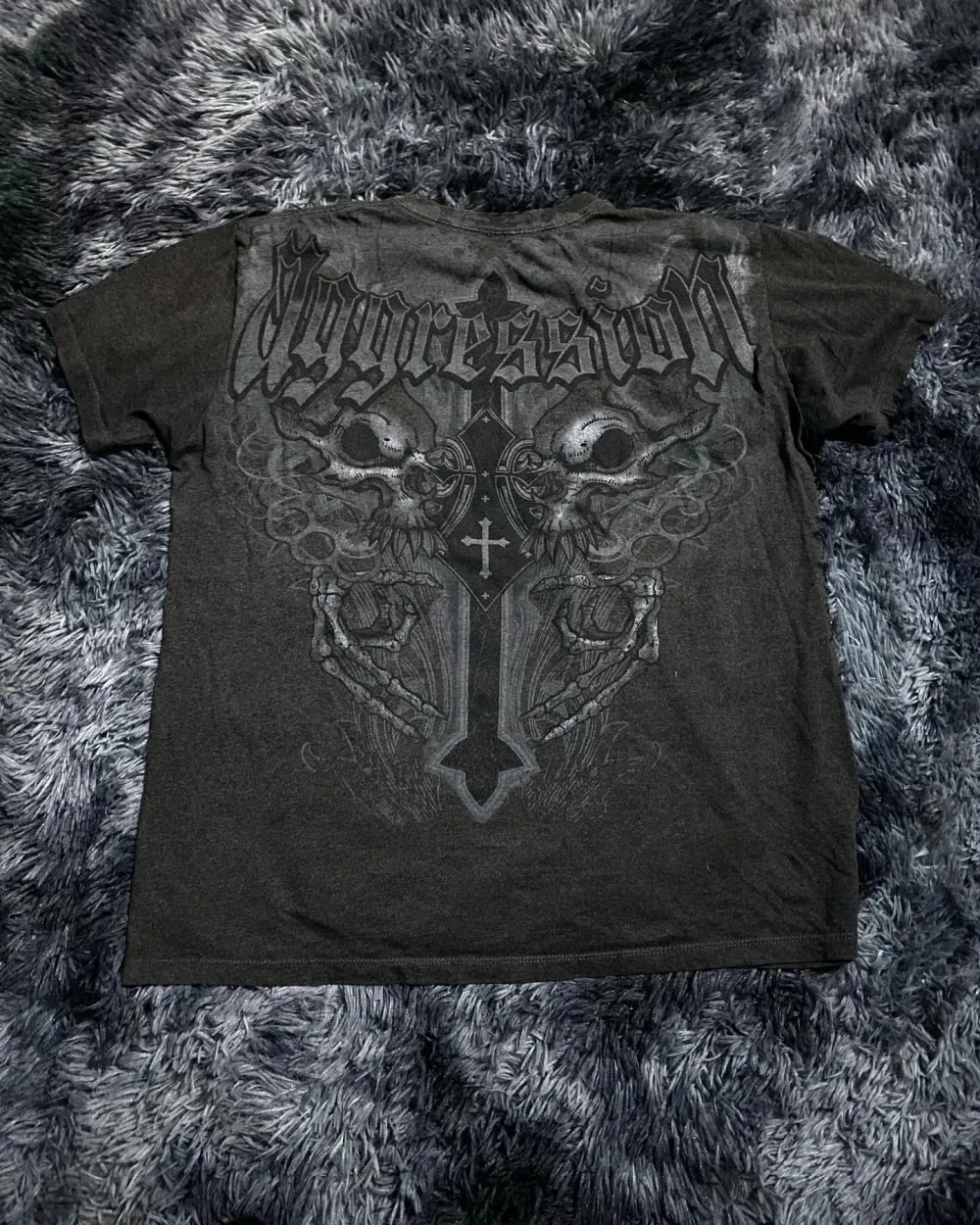 New American Men's Summer Gothic Skeleton Angel Wing Printed Micro Elastic Breathable Round Neck T-shirt Outdoor Street Top
