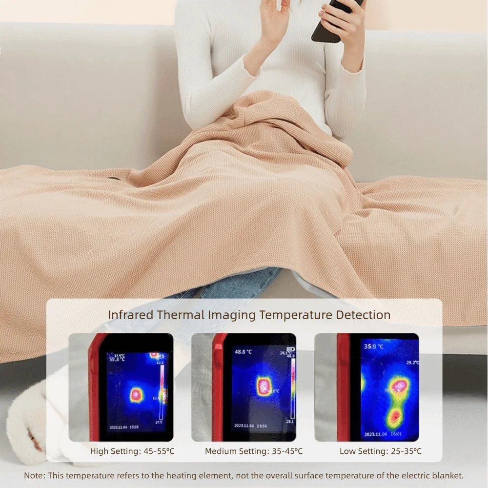 

Fashion Wearable USB Electric Heated Blanket Washable Portable Heating Lap Blanket with Hat 3 Heating Levels Leg Cover Office