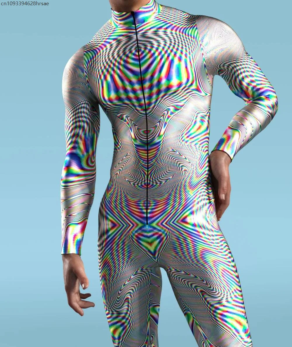 

2025 Colorful Mechanical Jumpsuit CyberPunk Cosplay Bodysuit Steampunk Carnival Costume Halloween Party Men Zentai Tight Suit