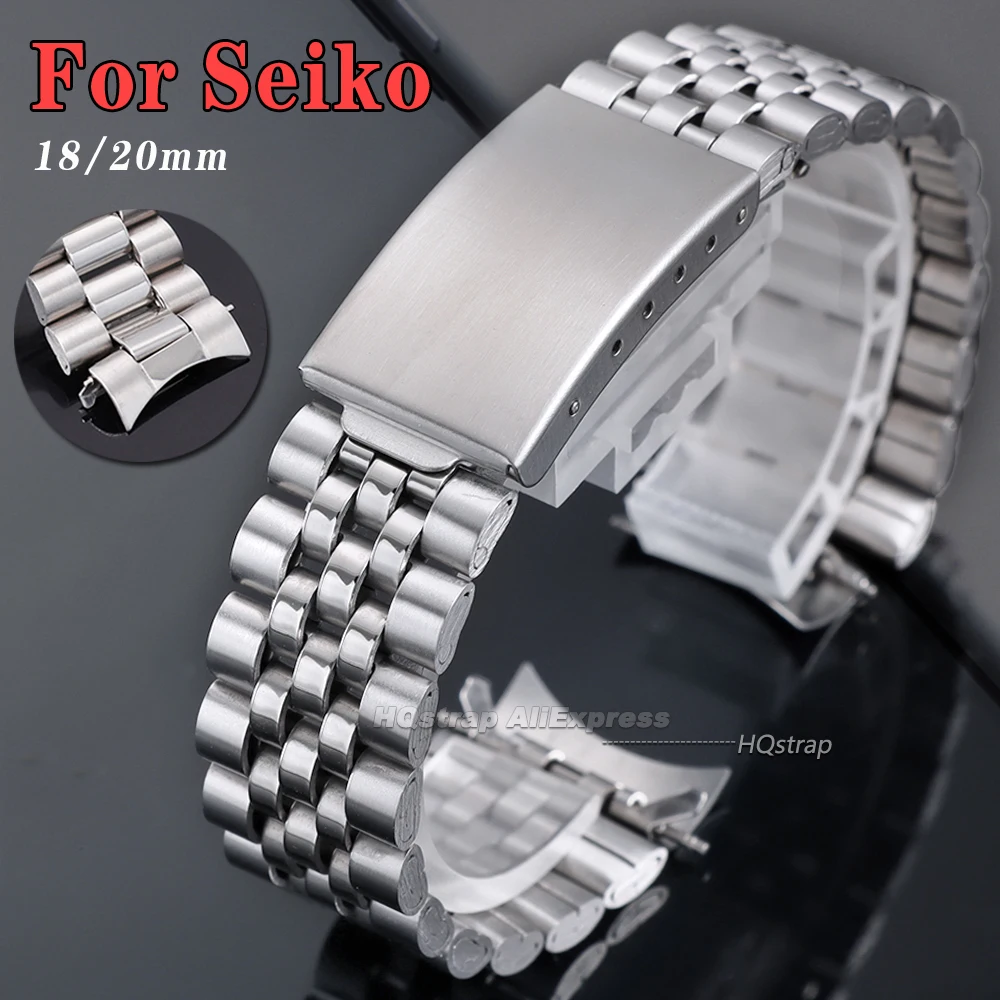 

Curved End Steel Watch Strap 18mm 20mm Universal Bracelet for Seiko for Rolex Wrist Band for Women Men Matal Band Accessories