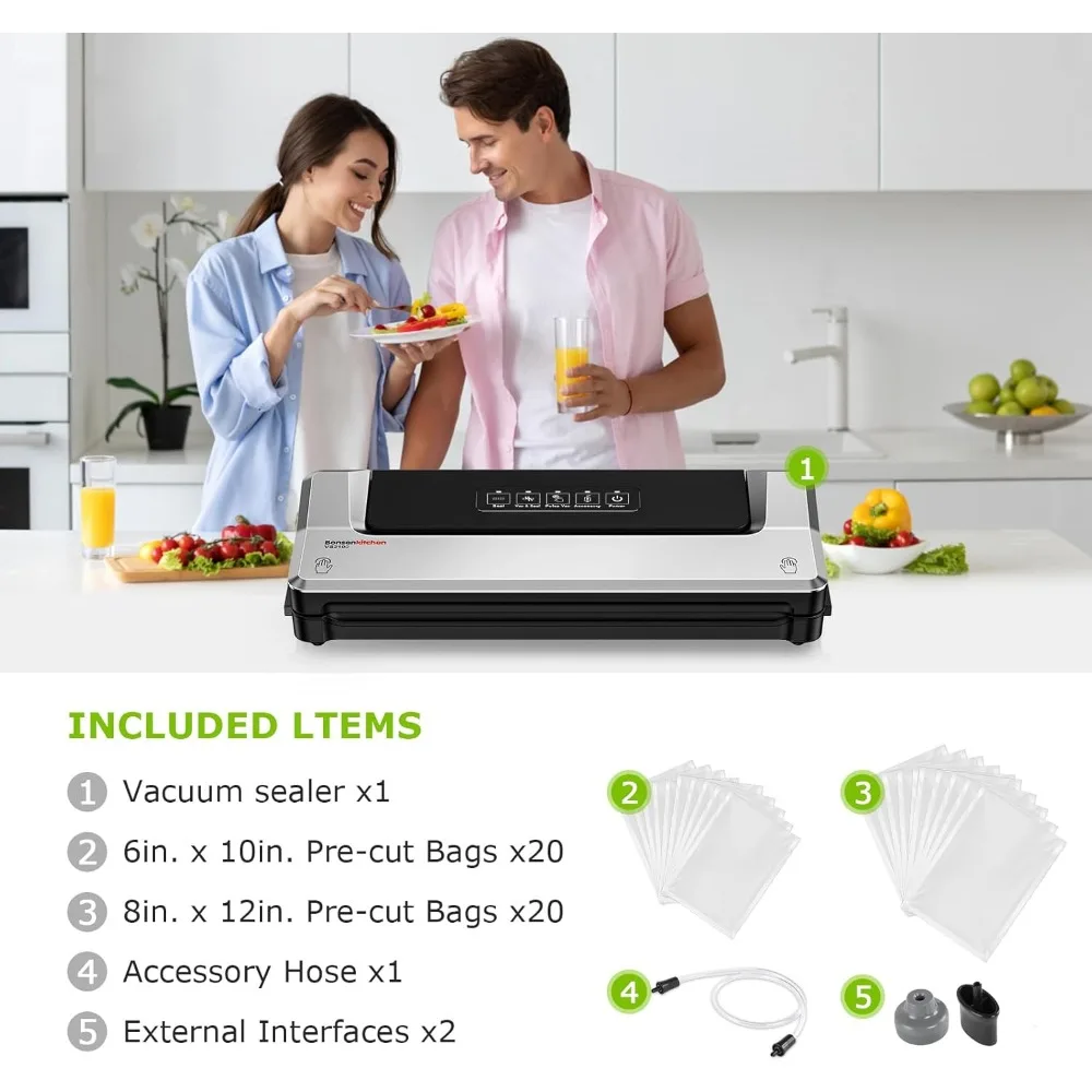 Vacuum Sealer Machine + 40 Vacuum Bags, Fast-Compact/Multi-Functional Food Vacuum Sealer