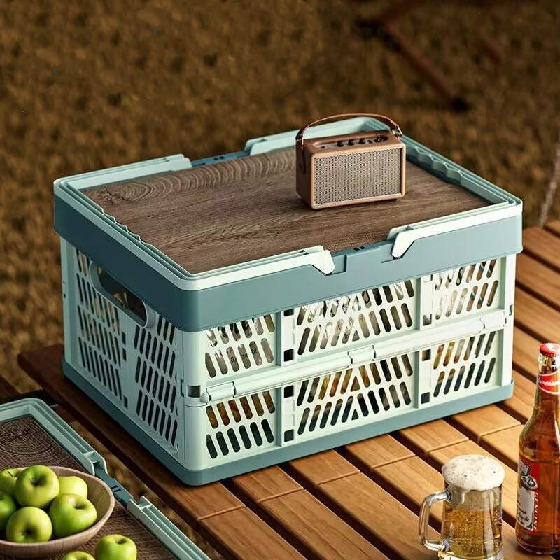 Nowy Kosz Piknikowy Outdoorowy Pogrubiony Składany Kosz Składany Kosz do Przechowywania Garaż Dom Ogród Plastikowy Przenośny Kosz Kempingowy