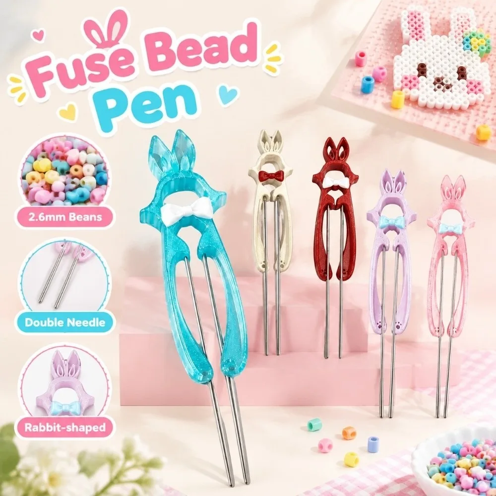 2.6mm Beans Fuse Bead Pen Double Needle Rabbit-shaped Fuse Bead Tools Delicate Cute Bead Picker Tweezers Handmade