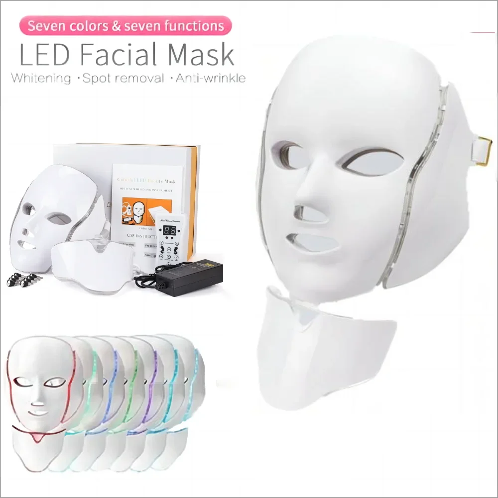 7 couleurs LED phototherapy masque avec masque de cou retour de la peau anti - acné beauty equipment tira compact