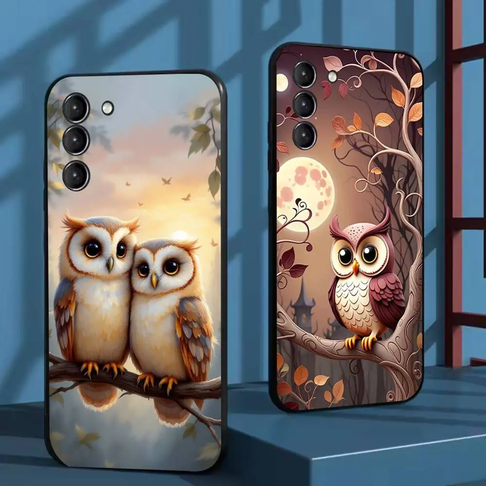 

Cute Owl Phone Case For Samsung Galaxy A73,72,51,53,52,71,22,5G,Note,J7,8,9 Soft Black Cover