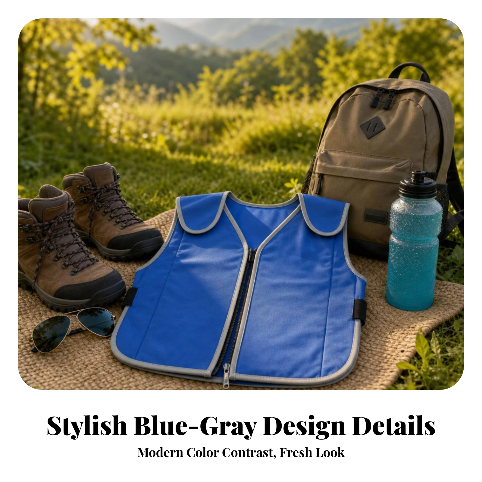 Wearable Gear Lined Interior Sleeveless Cooling Vest Handsunrestricted Zipper-Front Cooling Vest Front Opening