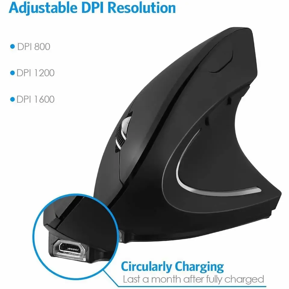 Pionowy ergonomiczna mysz do gier bezprzewodowy akumulator Gamer Mause Kit optyczny 2.4G mysz komputer komputer Laptop stacjonarny USB myszy