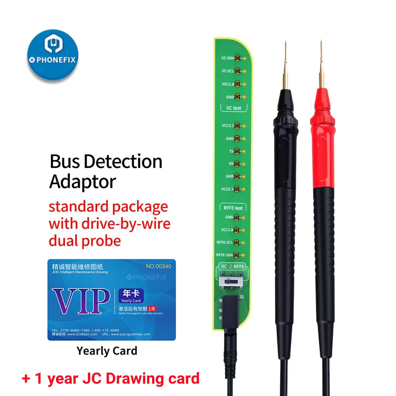 JC JCID V1SE/V1S PRO Bus Detection Board Dual function of RFFE+IIC Detection Adaptor Rapidly Identify the fault location Repair