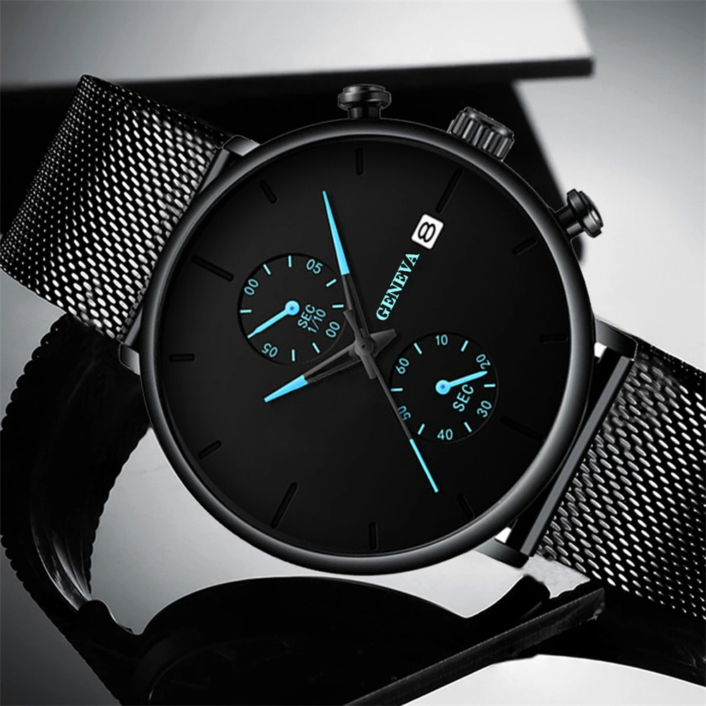 

Men's Luxury Ultra Thin Business Sports Watches Fashion Steel Mesh Band Quartz Watch For Men WristWatch Clock relogio masculino