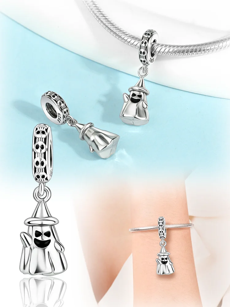 Charms Plata Skull Ghost Halloween Gifts Silver Plated For Charms Silver Plated Original Bracelet for Jewelry Making