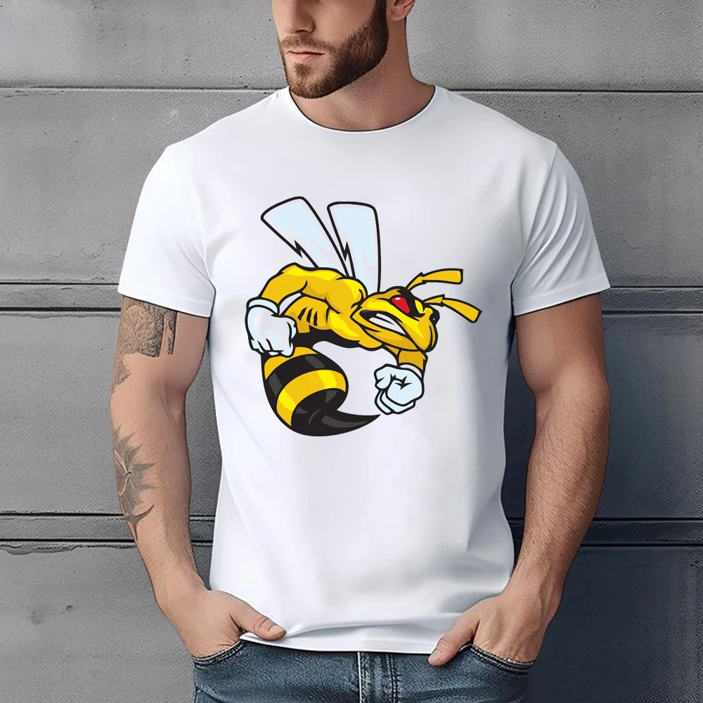 

FPACE Funny Angry Bee Printed T-shirt Vintage Bumble Men t shirt Hip Hop Men's Clothing Women Oversized t-shirt