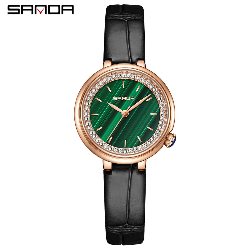 Fashion Sanda 1128 Model Elegant Round Dial Hand Clock For Ladies Waterproof Quartz Movement Business Women Analog Wrist Watches