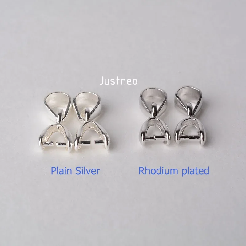 solid 925 sterling silver bail pendant clasp connector, pinch bail with ice-pick for necklace & pendant silver jewelry, S