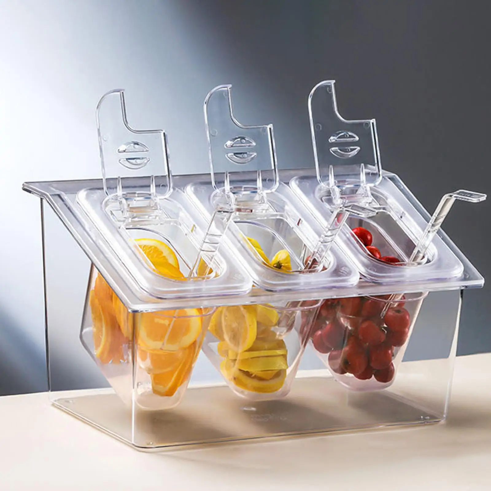 

Ice Chilled Condiment Caddy 3 Compartment Serving Tray Removable Dishes for Bar Bar Cold Accessories Cheese Serving Party Supply
