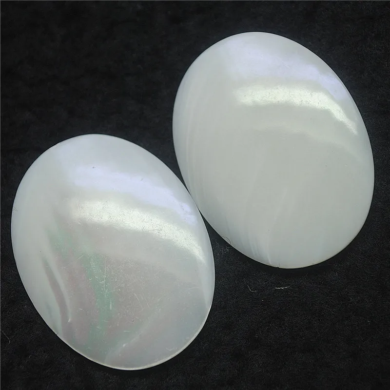 2PCS Nature Shell Cabochons Mother Of Pearl Saltwater Cabs NO Hole Oval Shape 30X40MM WHITE Colors