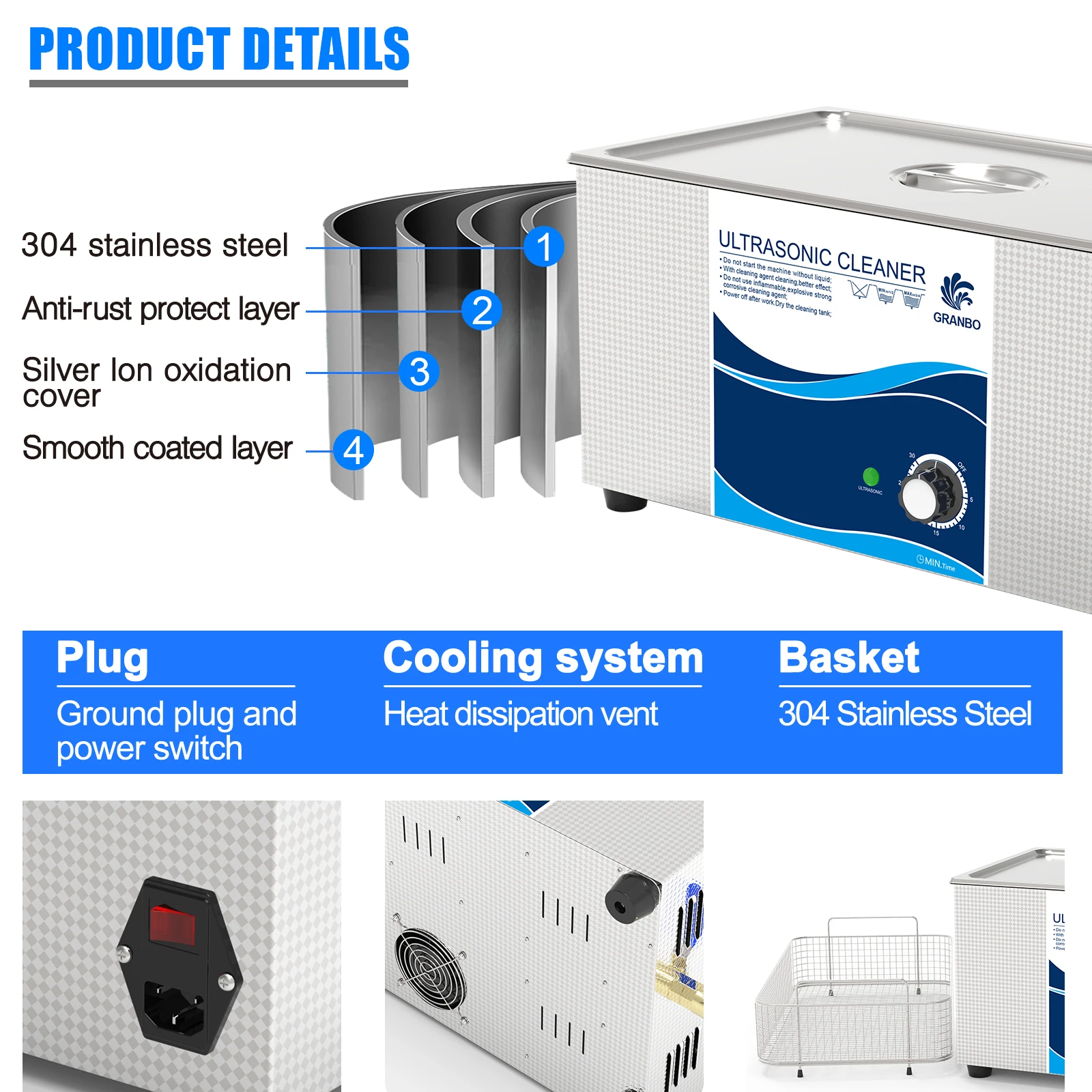 22L Ultrasonic Parts Cleaner with 304 Stainless Steel 900W 40KHz Industrial Ultrasound Washer 3D Printing Model Resin Residue