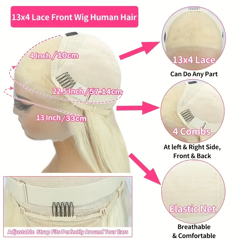 شعر مستعار بشري أشقر مستقيم للنساء ، شعر مستعار بدانتيل أمامي عالي الدقة ، كثافة ، تصميم متعدد الاستخدامات ، تغطية 13 × 4 #5