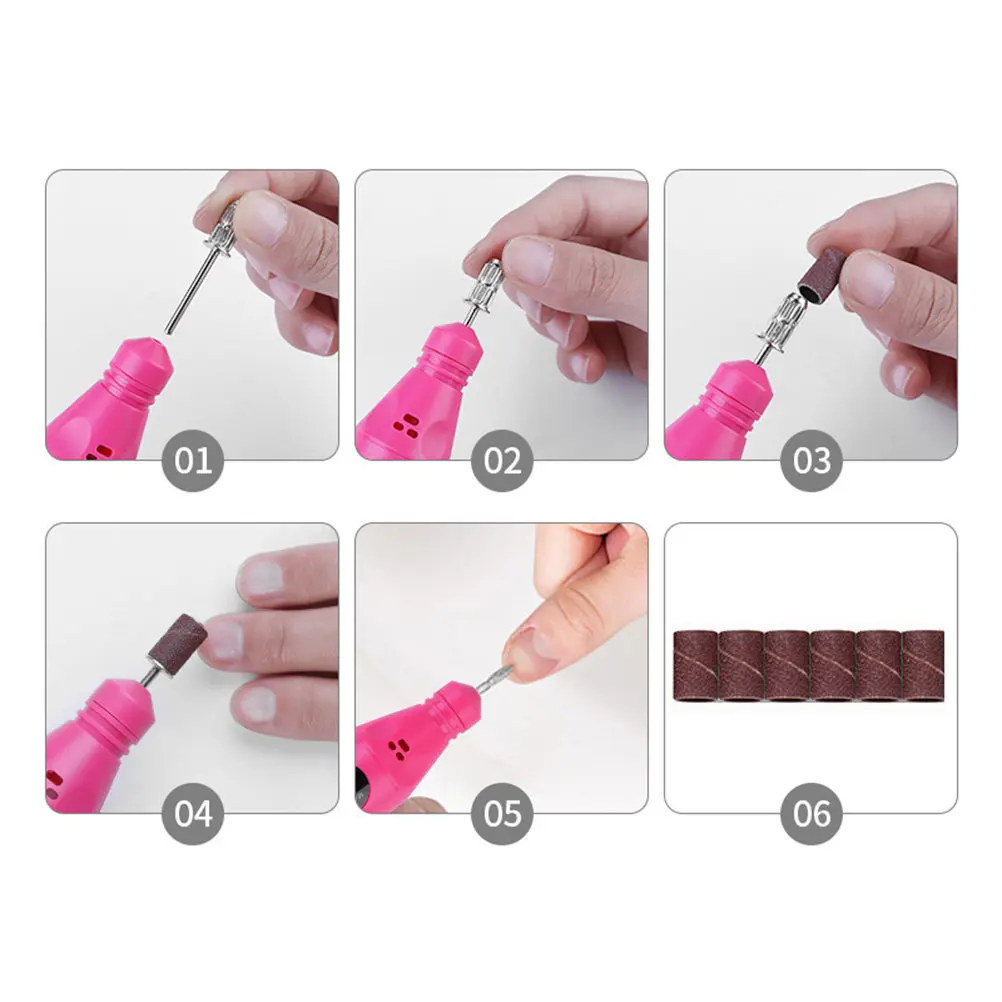 Nail Polishing Machine Portable Pink USB Electric Manicure Tool Low Noise High Speed Nail Art Polisher Manicure Tool