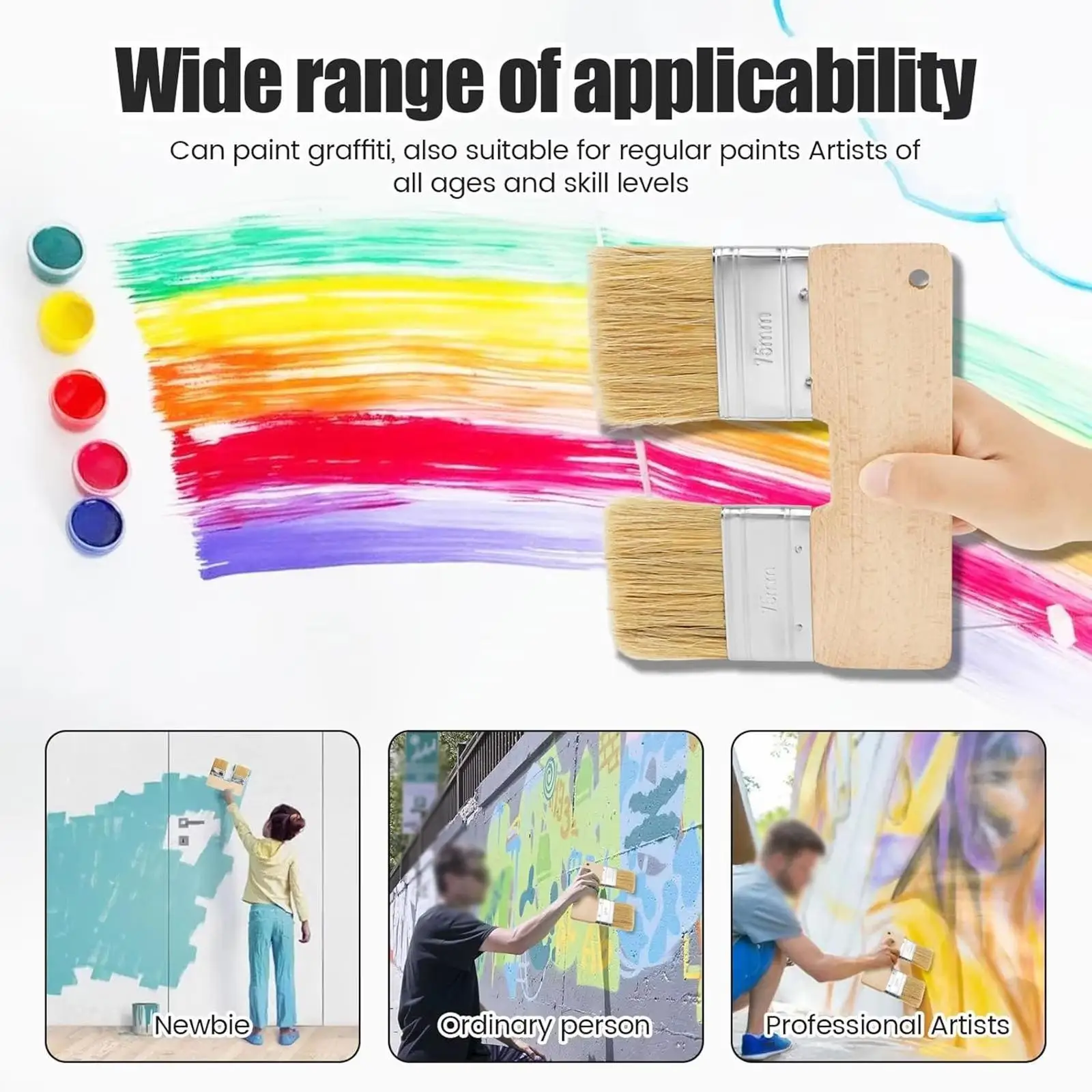 

Double Paint Brush DIY Craft Supplies Stain Brush for Glues Watercolor Oil