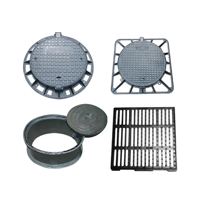 

China supply high quality EN124 B125 D400 ductile iron square and round manhole covers and drainage grilles
