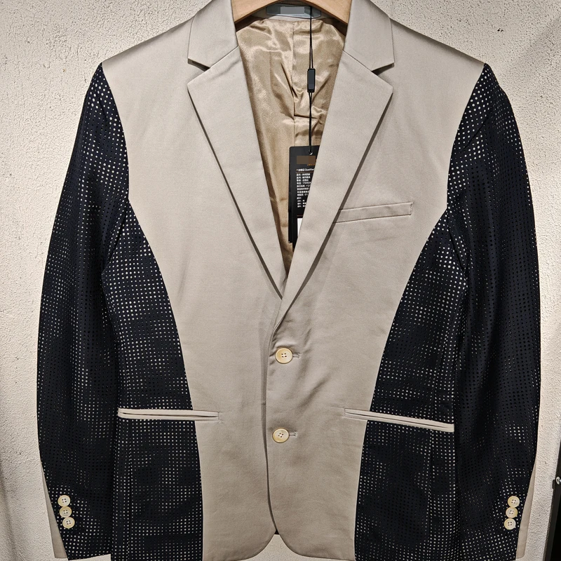 بدلة غير رسمية بقصة ضيقة مرقعة من Faionable Jaet من القطن الخالص لموسم الربيع ذات قيمة عالية للشباب الحضرية Sle طويلة Sve Single-B...