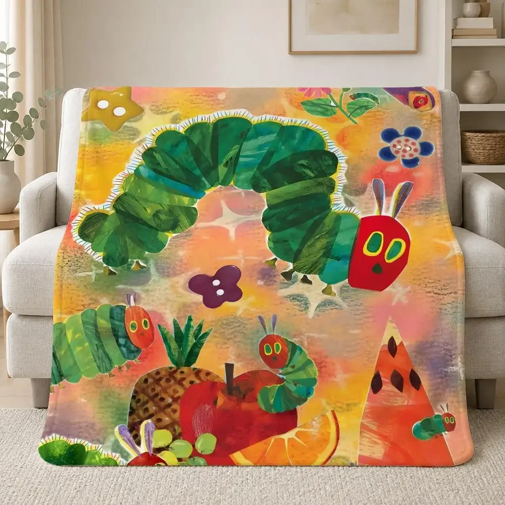 Classic Childrens Book Character The Very Hungry Caterpillar Throw Soft Plush Flannel Throw Blanket Sofa Bed Travel Home Decor