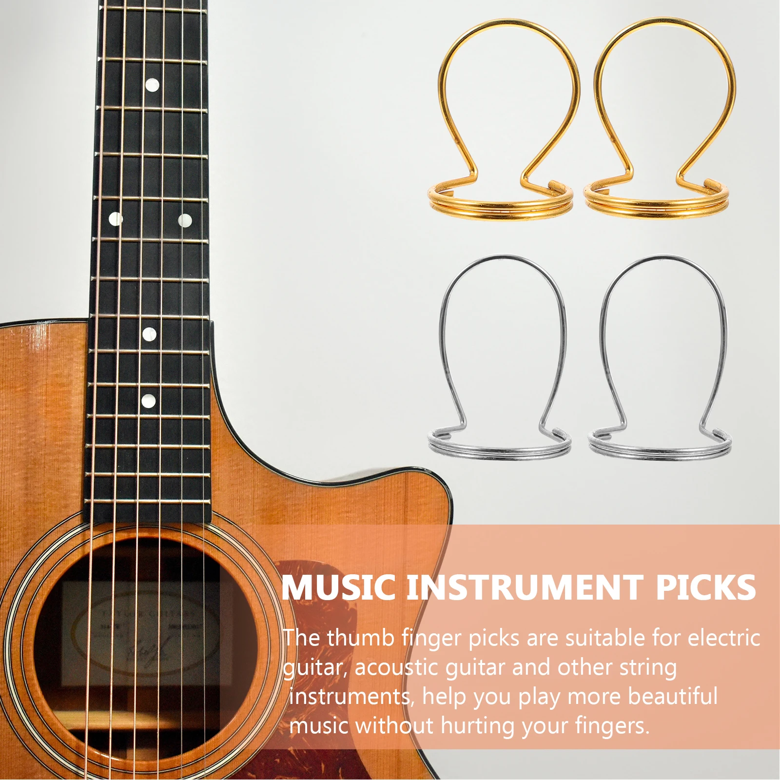 

8 Pcs Guitar Pick Finger Picks for Acoustic Plectrums Metal Band Thumb Grip Pluck