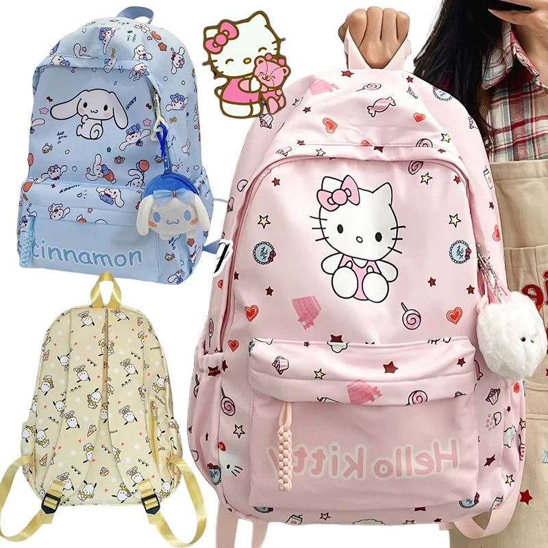 

Рюкзак Sanrio Hello Kitty для школьников, милый мультяшный Mochila для девочек и мальчиков, школьная сумка Kuromi, сумка на плечо, рюкзак для поездок на работу, подарок