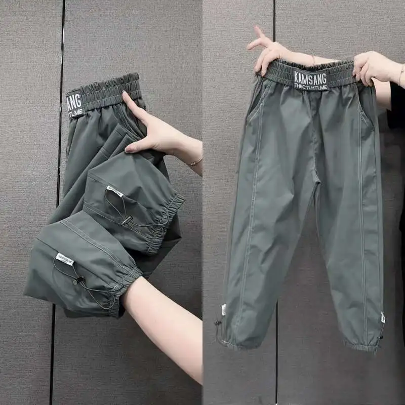 Korean Women Pants Quick-drying Summer New Casual All-match Overalls Harlan High Waist Loose Casual Bundle Foot Pants Ladies