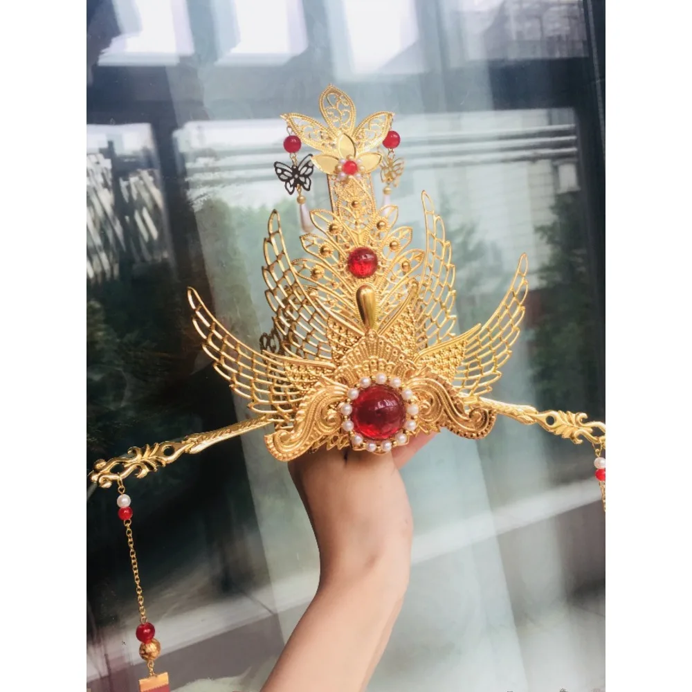 Anime  Tian Guan Ci Fu Xie Lian Crown Tiara Heaven Official's Blessing Xielian Cosplay Bamboo Hat Accessories Stage Performance