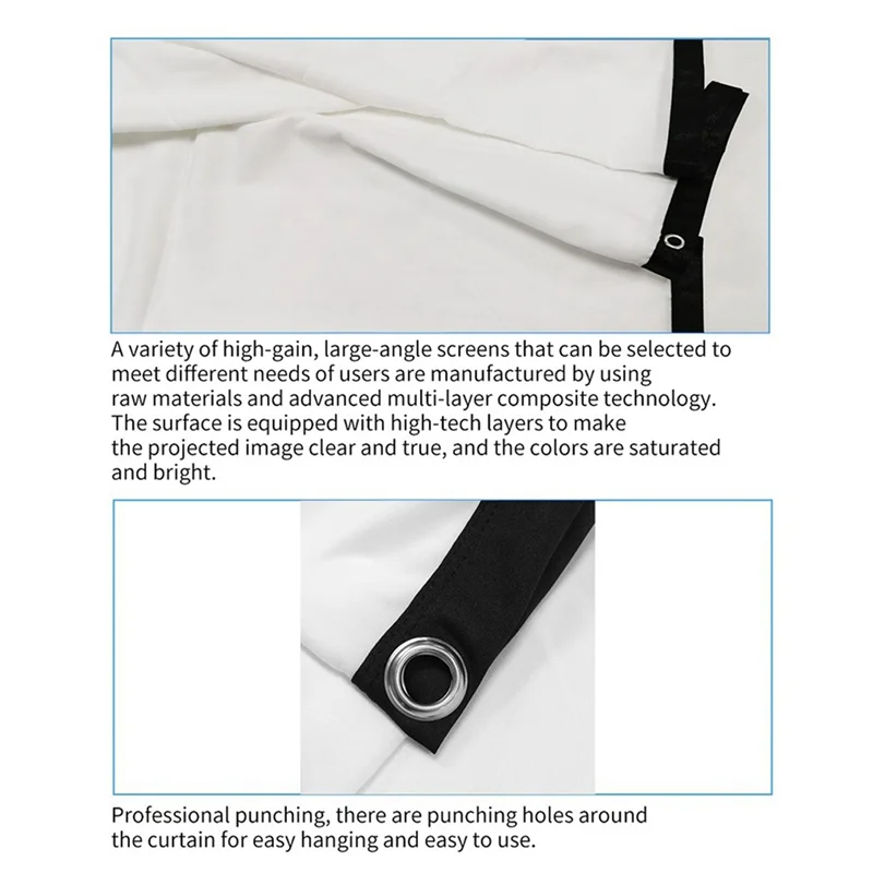 Sales Portable Projector Screen for Home Theater Outdoor HD White Foldable Anti-Crease (72Inch)